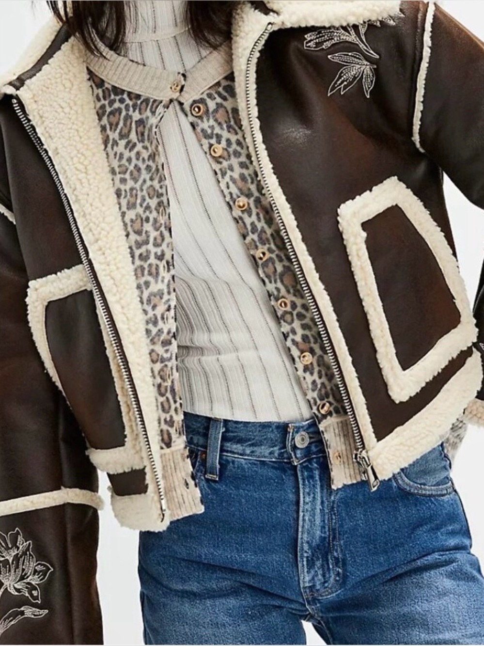 NWT Free People | Driftwood Silas Shearling Jacket in Brown